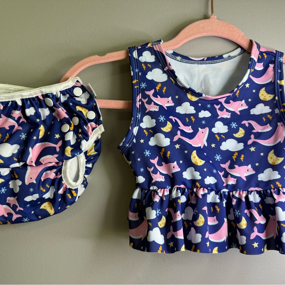 Alva Baby Toddler Bathing Suit w/ Swim Diaper, never worn, size L/1-3yrs/20-40lb